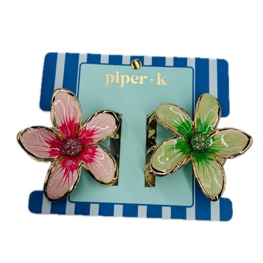 NWT ⚜️🌺💚⚜️ Piper K gorgeous Hair Claw Enamel  Clips set of 2